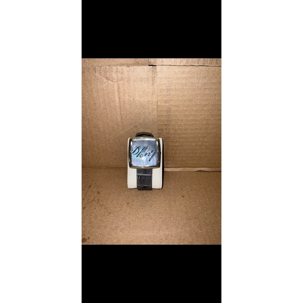 DKNY Donna Karan New York Square Mother of‎ Pearl Dial Black Leather Watch